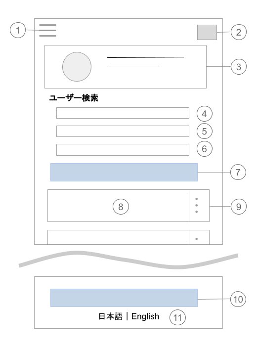 スマートフォン画面：ユーザー検索